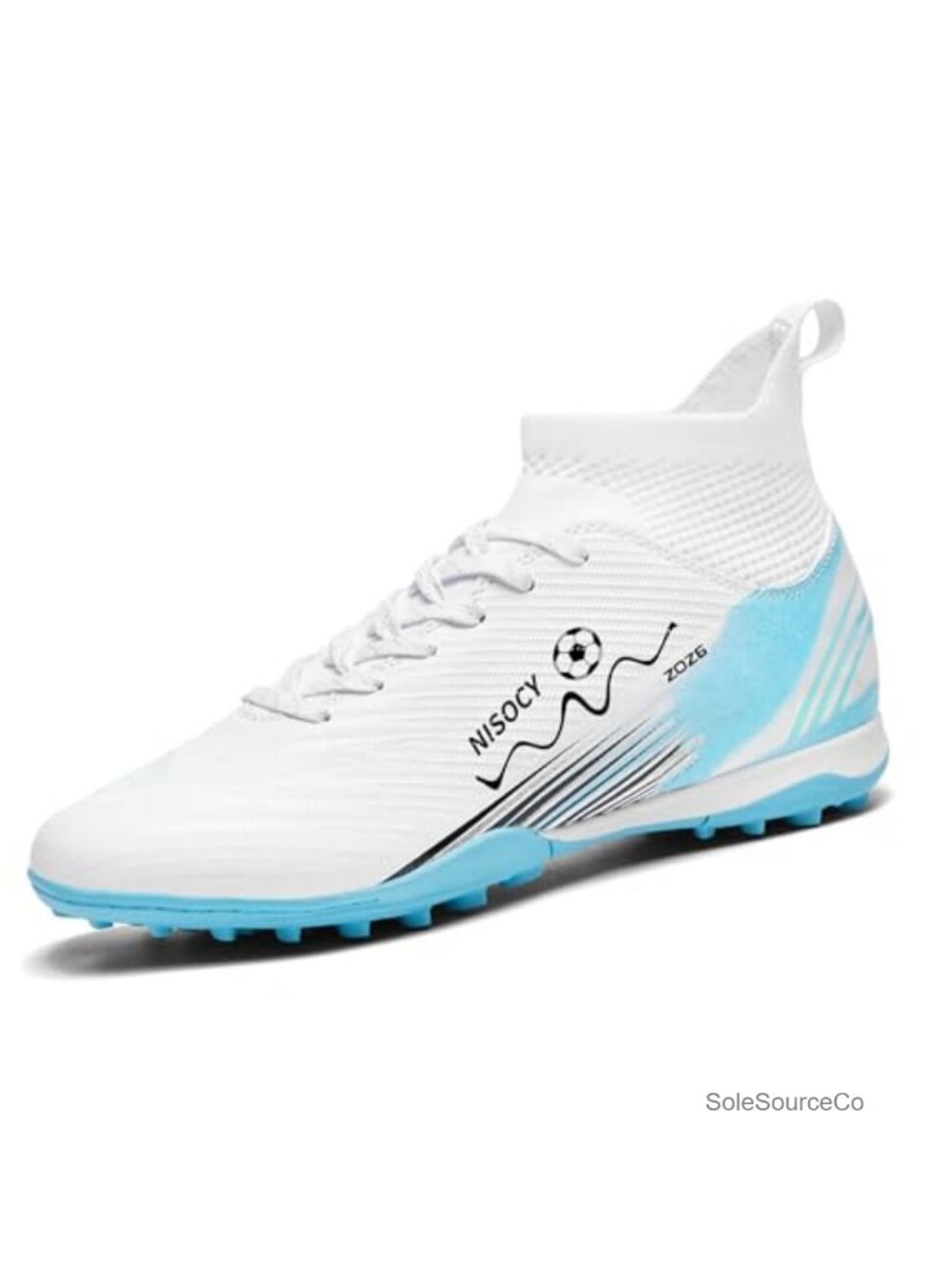 NISOCY Soccer Cleats High-Top Athletic Turf Faux Leather Waterproof Lace-Up